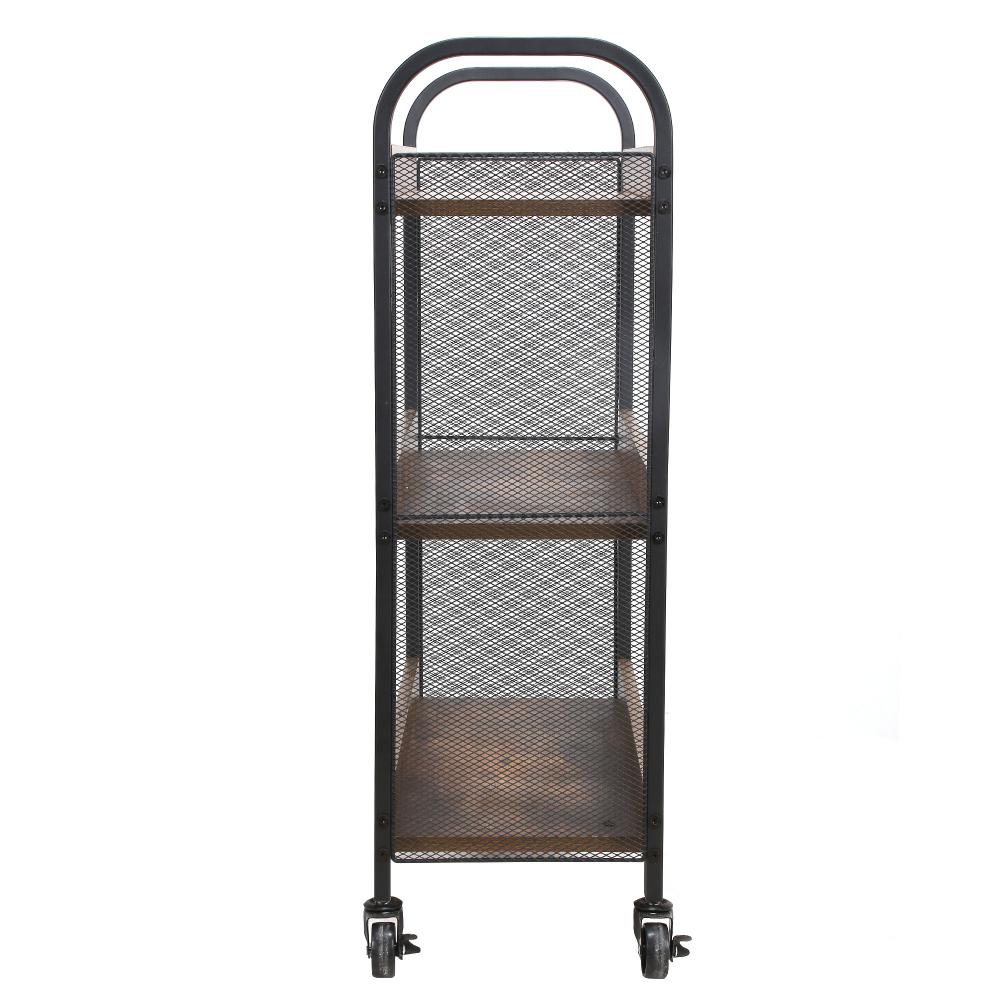 26 3-Tier Kitchen Cart with Mesh Panels Brown and Black By Casagear Home BM217103
