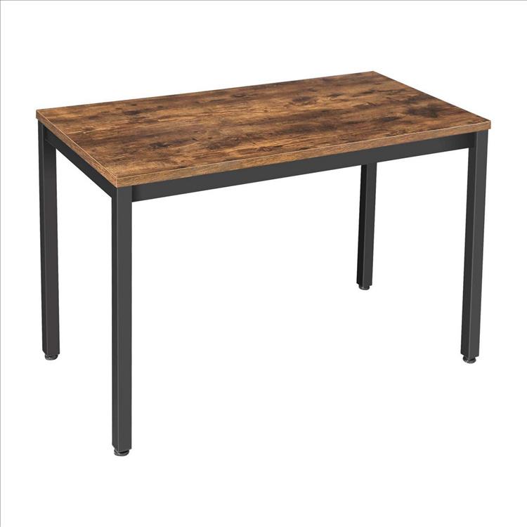 47 Inch Rectangular Wood Top Writing Desk, Iron Legs, Rustic Brown, Black By Casagear Home