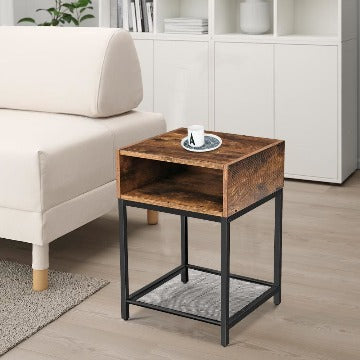1 Cubby Nightstand with Mesh Shelf, Brown and Black By Casagear Home