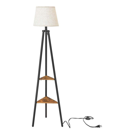 59" Tri-Pod Style Floor Lamp with Drum Shade, White and Black By Casagear Home