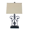 27" Rectangular Base Scroll Design Table Lamp, Black  By Casagear Home