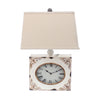 22" Clock Design Table Lamp Shade, White and Biege By Casagear Home