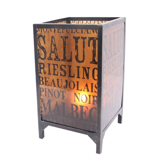 Cuboidal Candleholder | Metal & Glass | Typography | Black & Clear