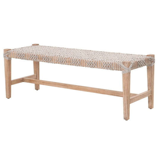 52" Rope Top Bench With Trestle Base, Gray and Brown By Casagear Home