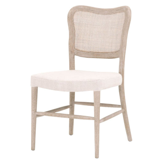 Cane Back Wooden Frame Dining Chairs, Set of 2, Bisque, Natural Gray Oak By Casagear Home