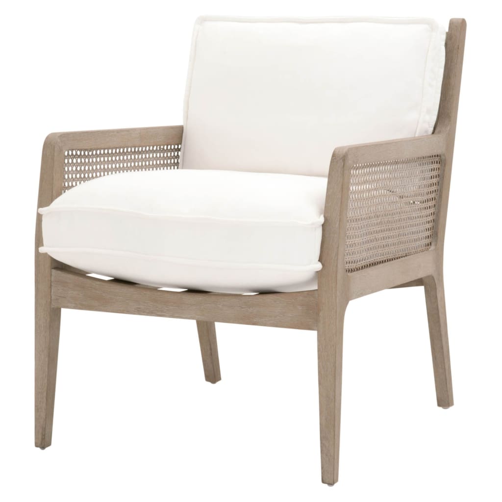 Cane Design Club Chair With Padded Seat, White and Brown By Casagear Home