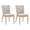 Wingback Dining Chair with Rope Woven Mesh Design,Set of 2,Beige and Gray By Casagear Home