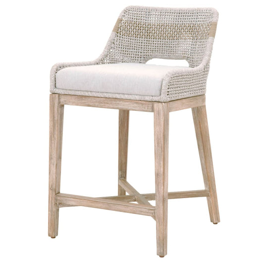35" Rope Counter Stool With Cross Support, Light Gray By Casagear Home