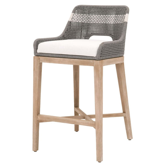 39" Rope Woven Barstool With Flared Legs, Dark Gray By Casagear Home