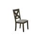 Open Cross Back Wooden Side Chair, Set of 2, Brown & Beige By Casagear Home
