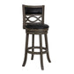 Curved Lattice Back Swivel Barstool with Leatherette Seat, Gray and Black By Casagear Home