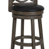 Curved Lattice Back Swivel Barstool with Leatherette Seat Gray and Black By Casagear Home BM218128