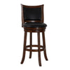 Curved Swivel Barstool with Leatherette Padded Seating, Brown and Black By Casagear Home