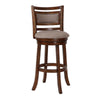 Curved Swivel Barstool with Fabric Padded Seating, Brown and Beige By Casagear Home