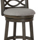 Curved Lattice Back Swivel Counter Stool with Fabric Seat Antique Gray By Casagear Home BM218142