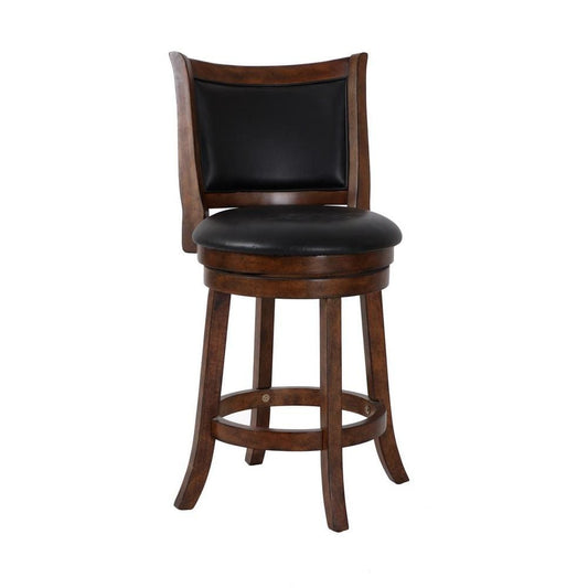 Curved Swivel Counter Stool with Leatherette Padded Seating,Brown and Black By Casagear Home