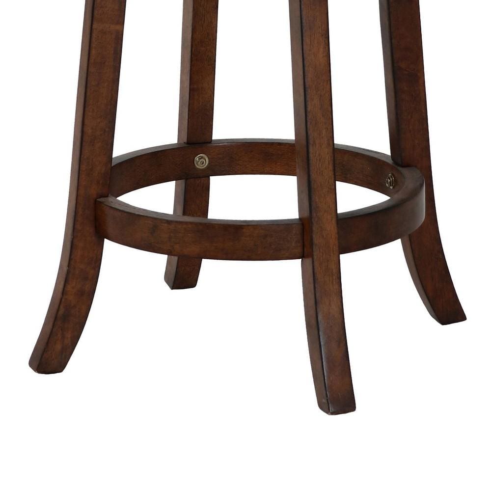 Curved Swivel Counter Stool with Fabric Padded Seating Brown and Beige By Casagear Home BM218145
