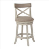 Curved X Shaped Back Swivel Counter Stool | Fabric Padded Seat | Antique White
