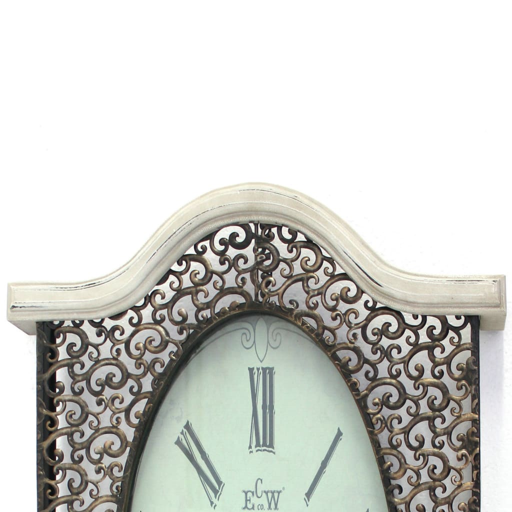 20 X 31 Scalloped Wall Clock with Intricate Details White By Casagear Home BM218339