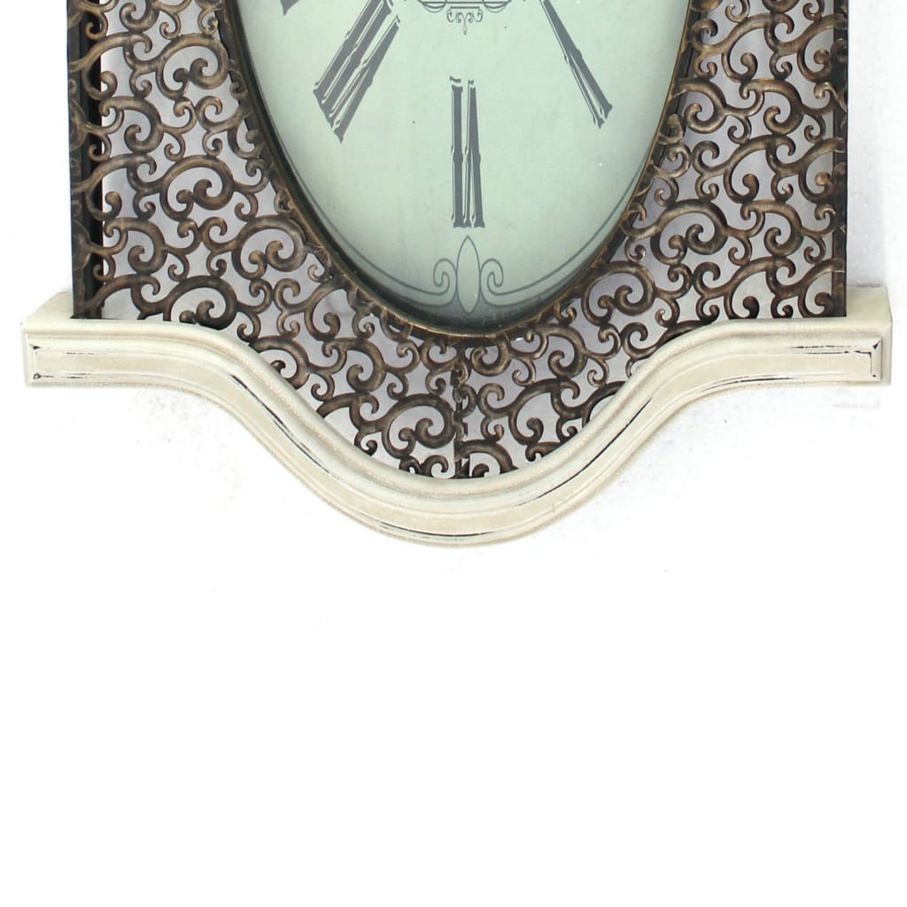 20 X 31 Scalloped Wall Clock with Intricate Details White By Casagear Home BM218339