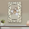 Rectangular Wall Mirror | Wood Frame | Metal Scrolled Edges | White