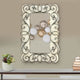 Rectangular Wall Mirror | Wood Frame | Metal Scrolled Edges | White