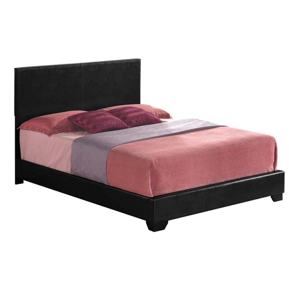 Eastern King Bed with Leatherette Padded Headboard and Footboard, Black By Casagear Home