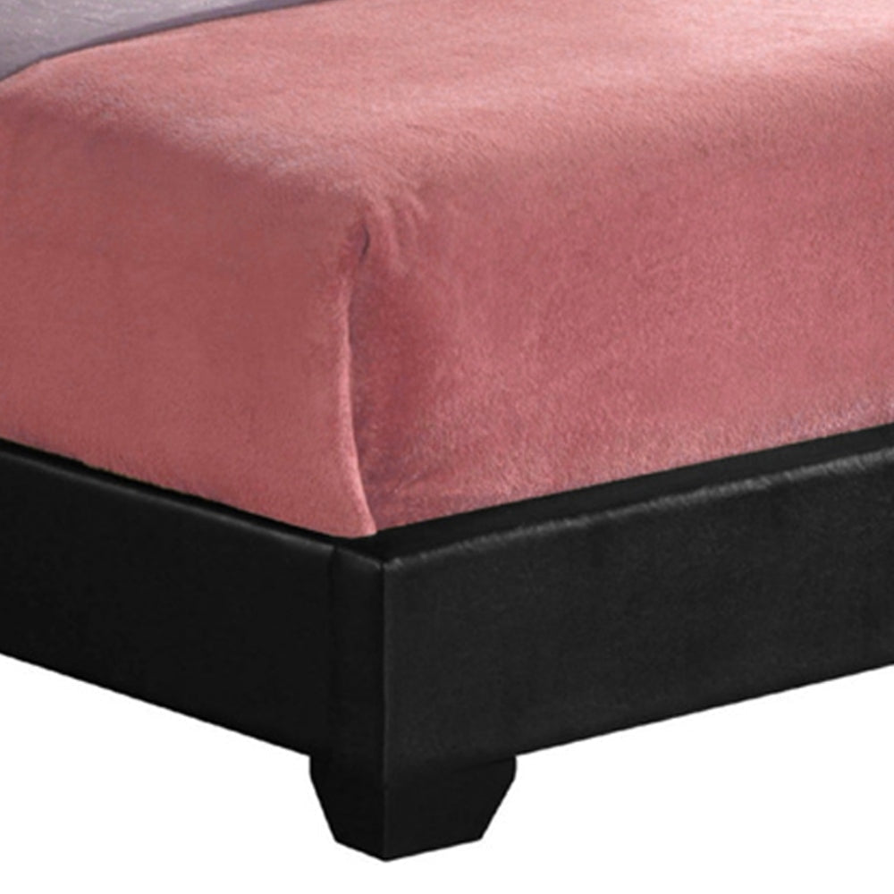Eastern King Bed with Leatherette Padded Headboard and Footboard Black By Casagear Home BM218419