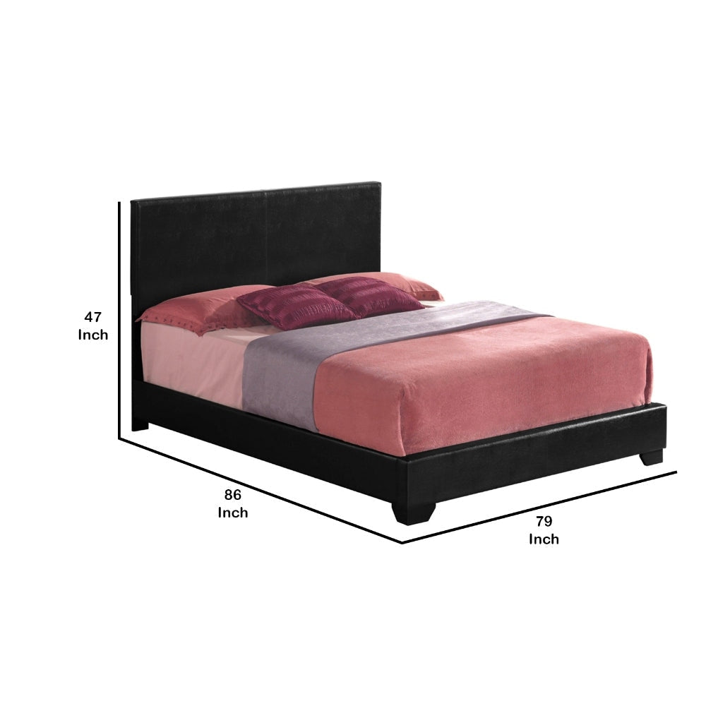 Eastern King Bed with Leatherette Padded Headboard and Footboard Black By Casagear Home BM218419