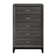 50.5 5-Drawer Wooden Chest with Grain Details Gray By Casagear Home BM219006