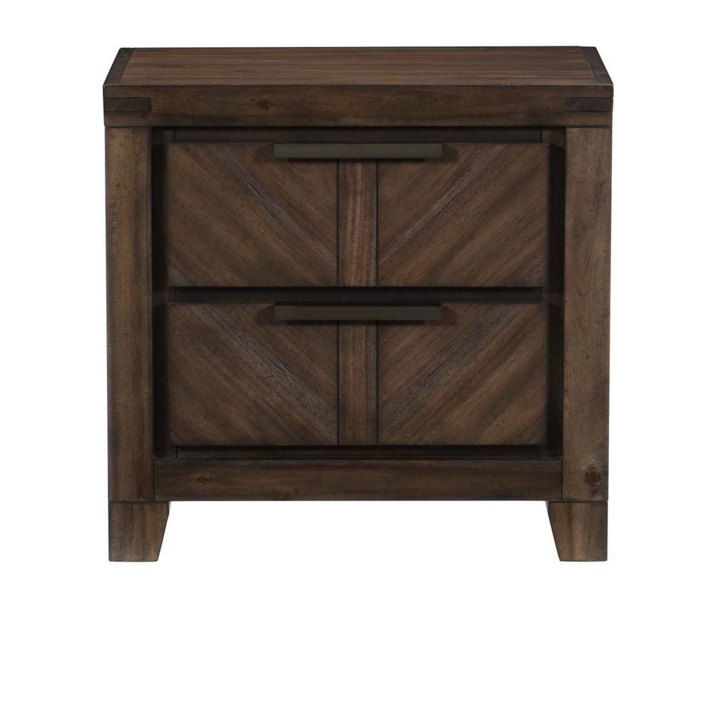 23 2-Drawer Nightstand with Antique Handles Brown By Casagear Home BM219013
