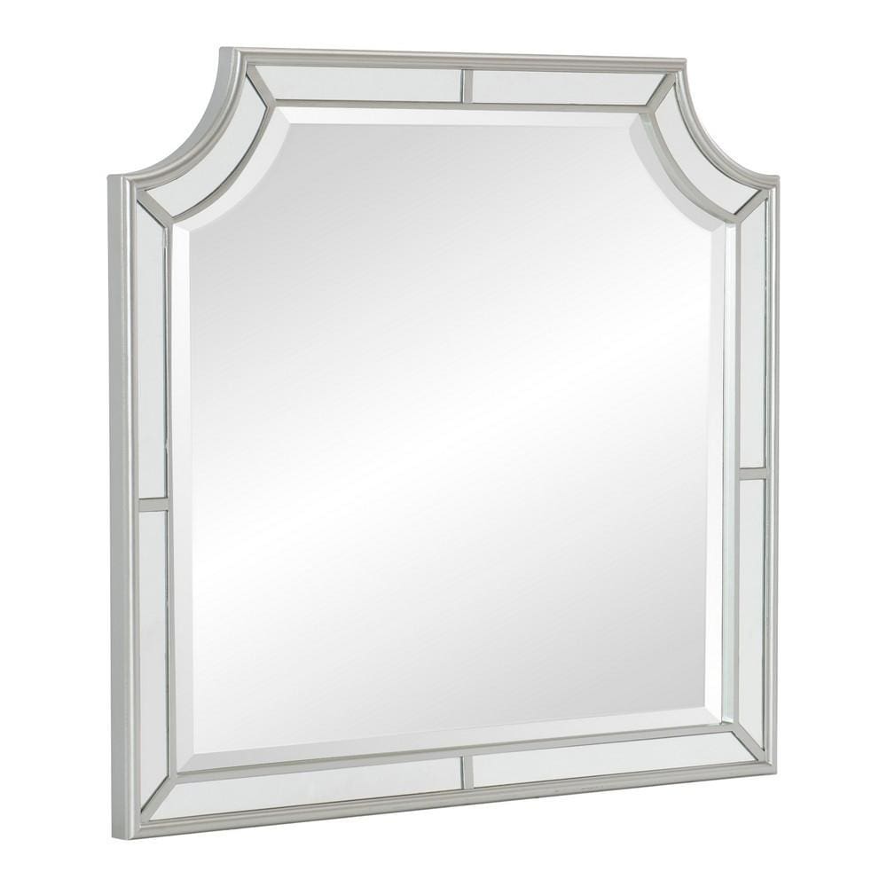 Wood Frame Mirror | Clipped Corners | Mirror Trim | Silver