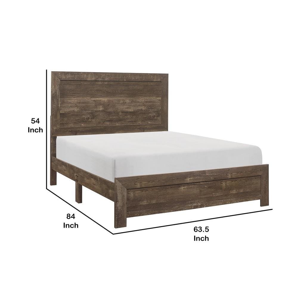 Rustic Panel Design Wooden Queen Size Bed Brown By Casagear Home BM219066