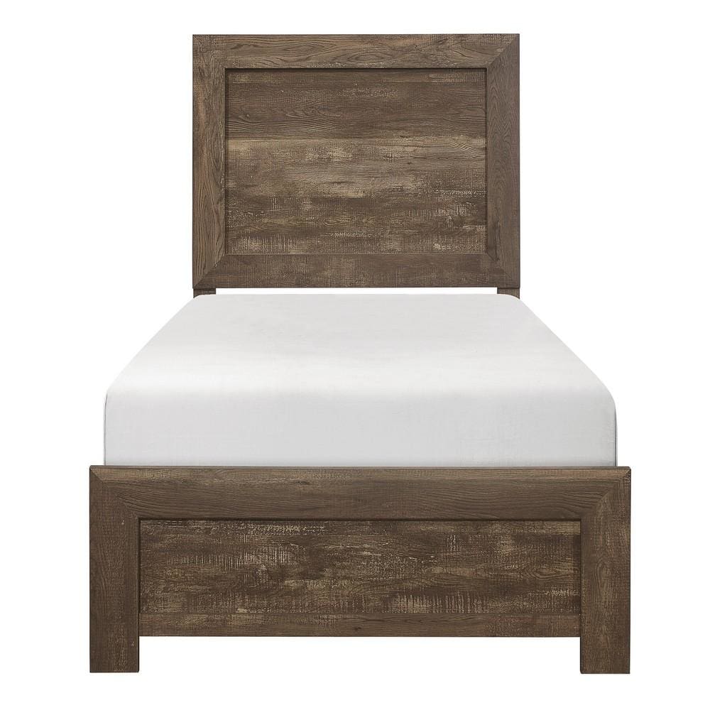Rustic Panel Design Wooden Twin Size Bed Brown By Casagear Home BM219074