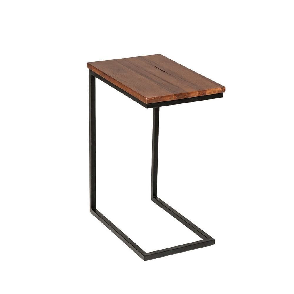 Wooden End Table with Rectangular Top Brown and Black By Casagear Home BM219277