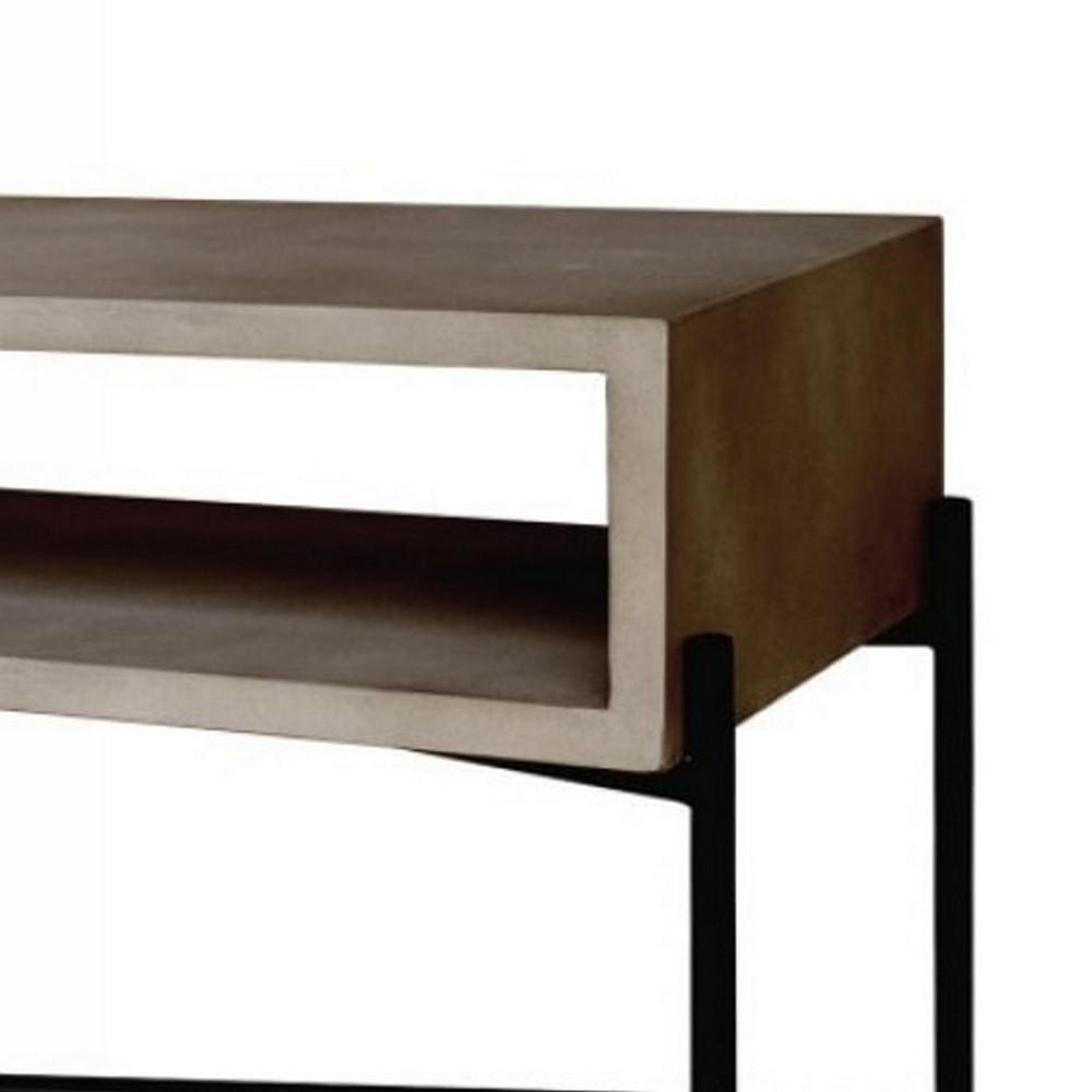 45 Concrete Top Console Table with Metal Base Gray & Black By Casagear Home BM219316
