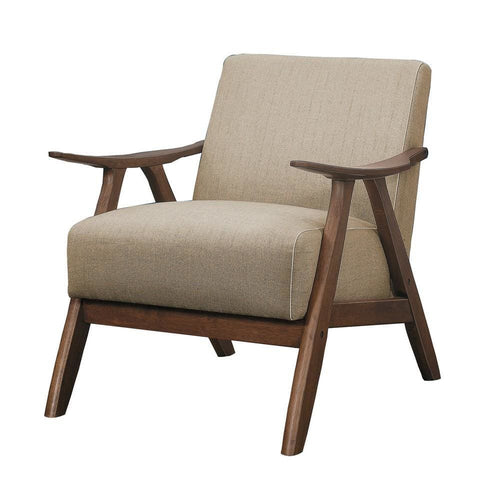 Accent Chair | Fabric Upholstered | Curved Armrests | Light Brown