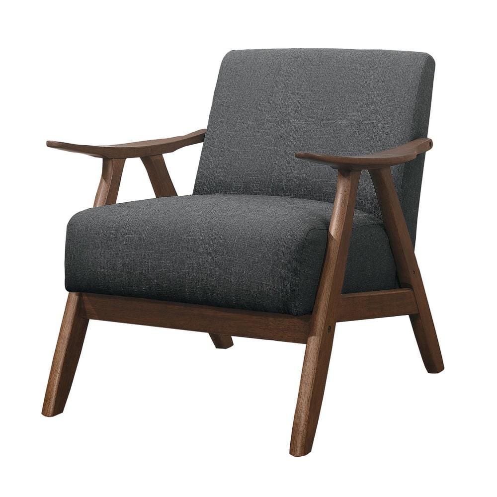 Accent Chair | Fabric Upholstered | Curved Armrests | Gray