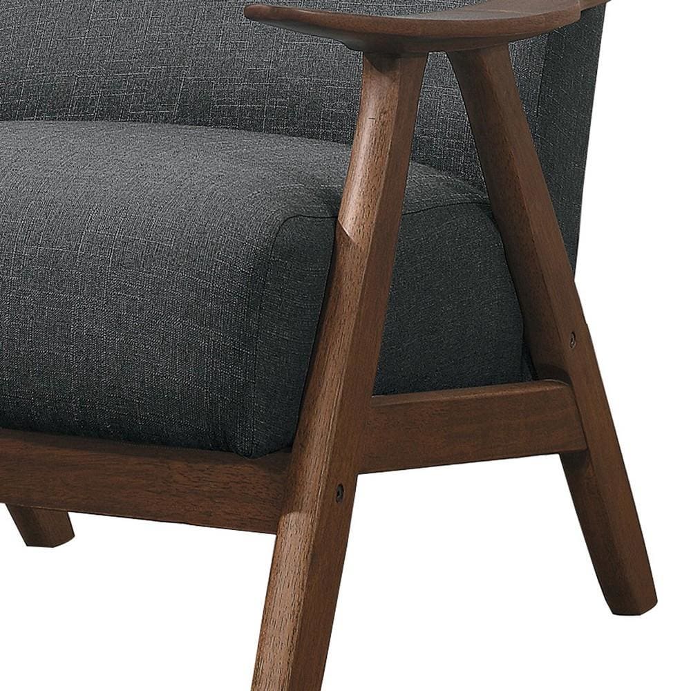 Wooden Accent Chair with Fabric Cushioned Seating Gray By Casagear Home BM219775