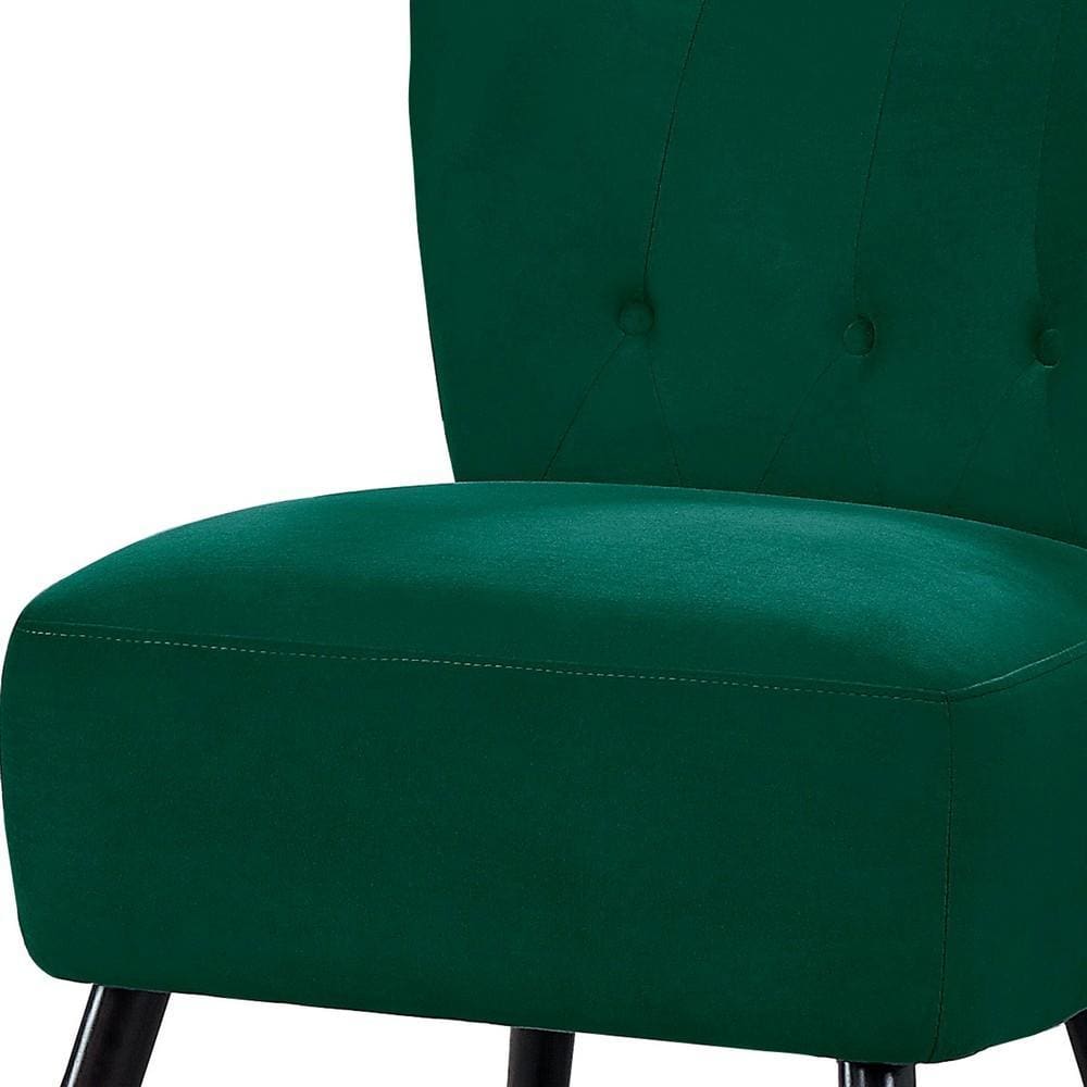 Armless Accent Chair with Button Tufted Flared Back Green By Casagear Home BM219777