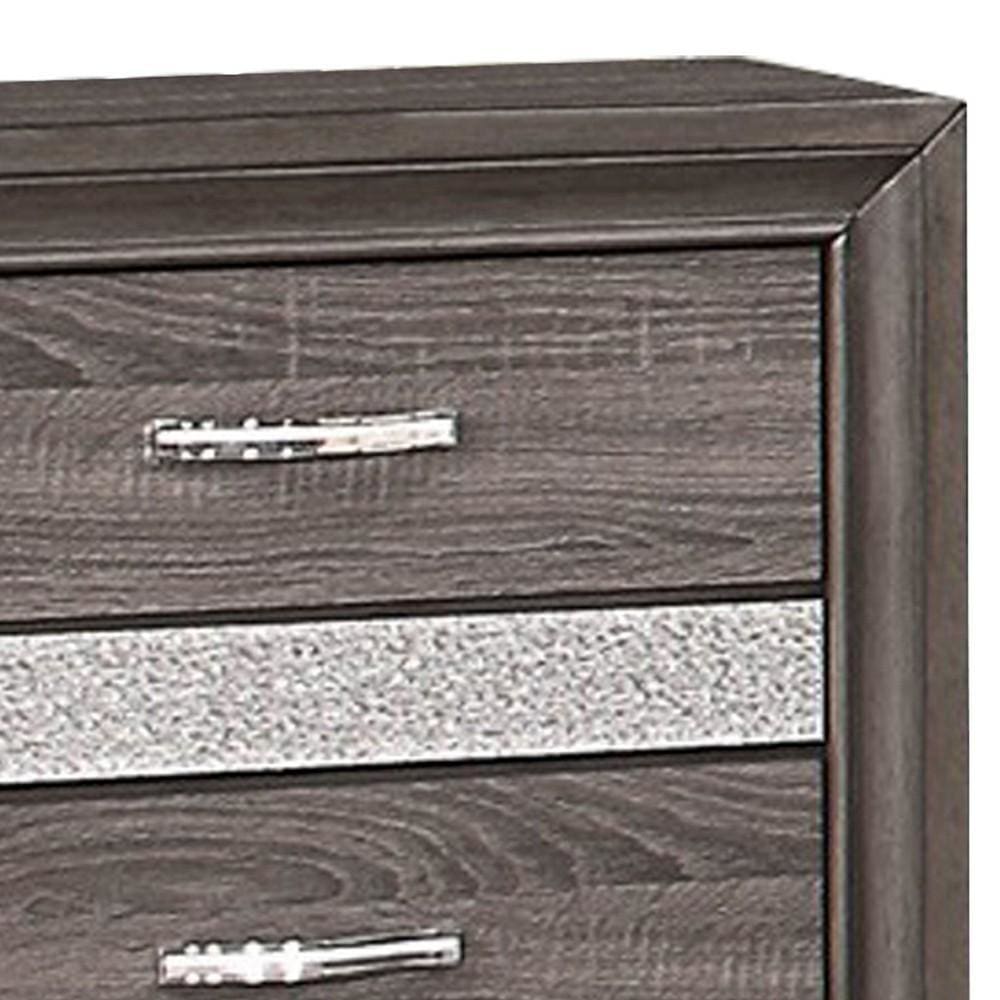 2-Drawer Nightstand with 1 Hidden Jewelry Drawer,Gray & Silver By Casagear Home BM219795