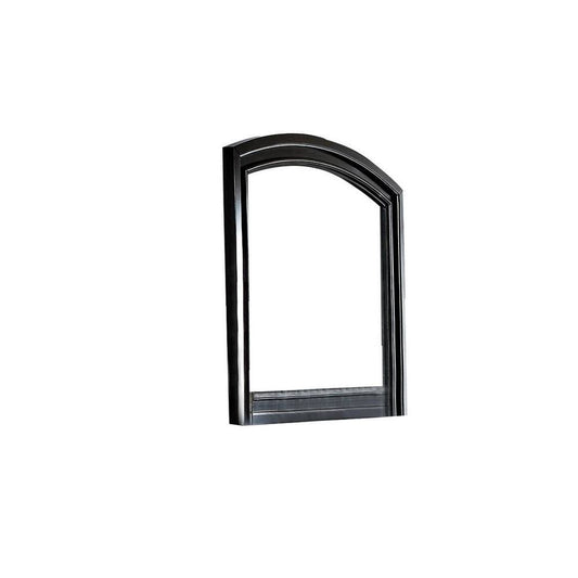 42" Wooden Frame Dresser Mirror with Curved Top, Black By Casagear Home