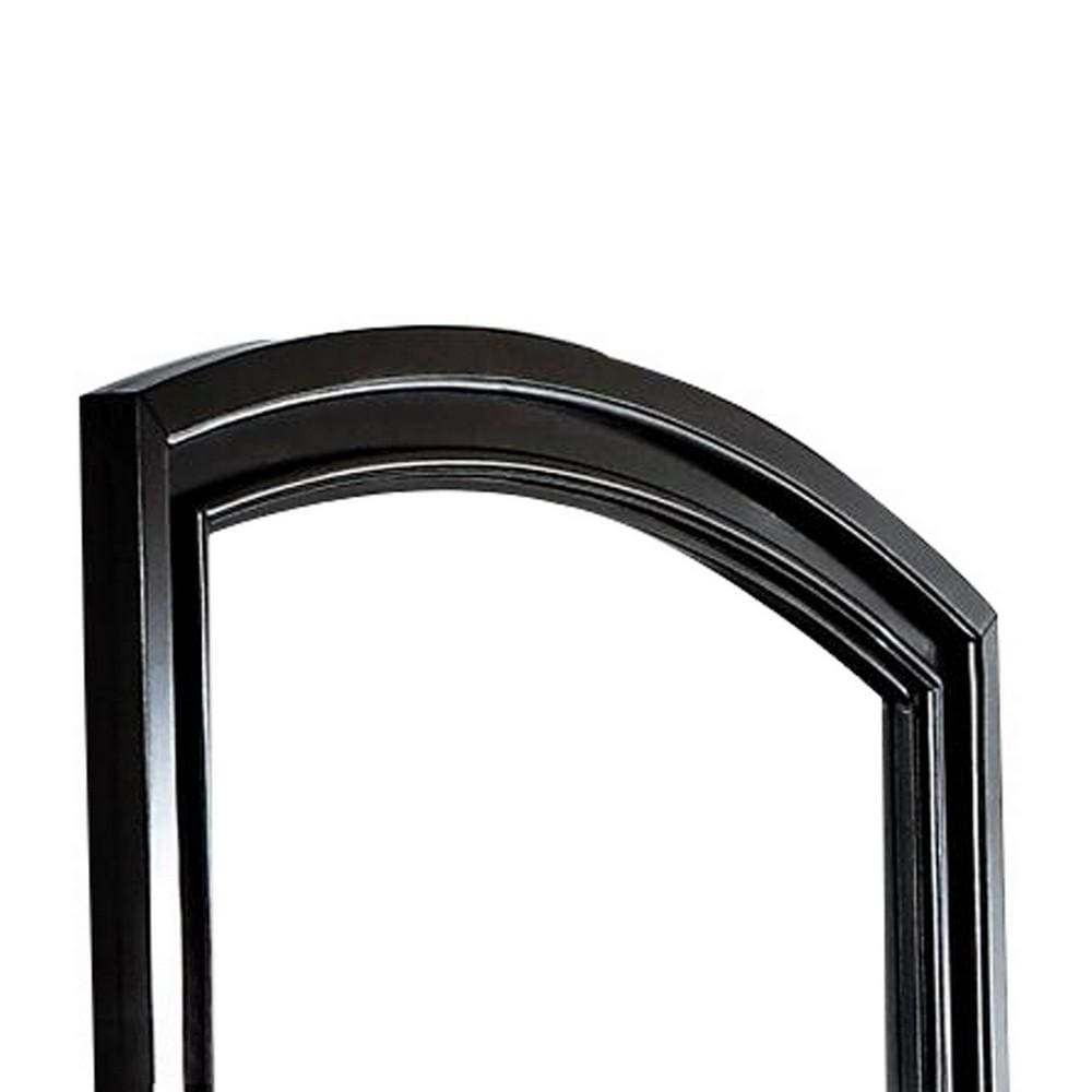 42 Wooden Frame Dresser Mirror with Curved Top Black By Casagear Home BM219846