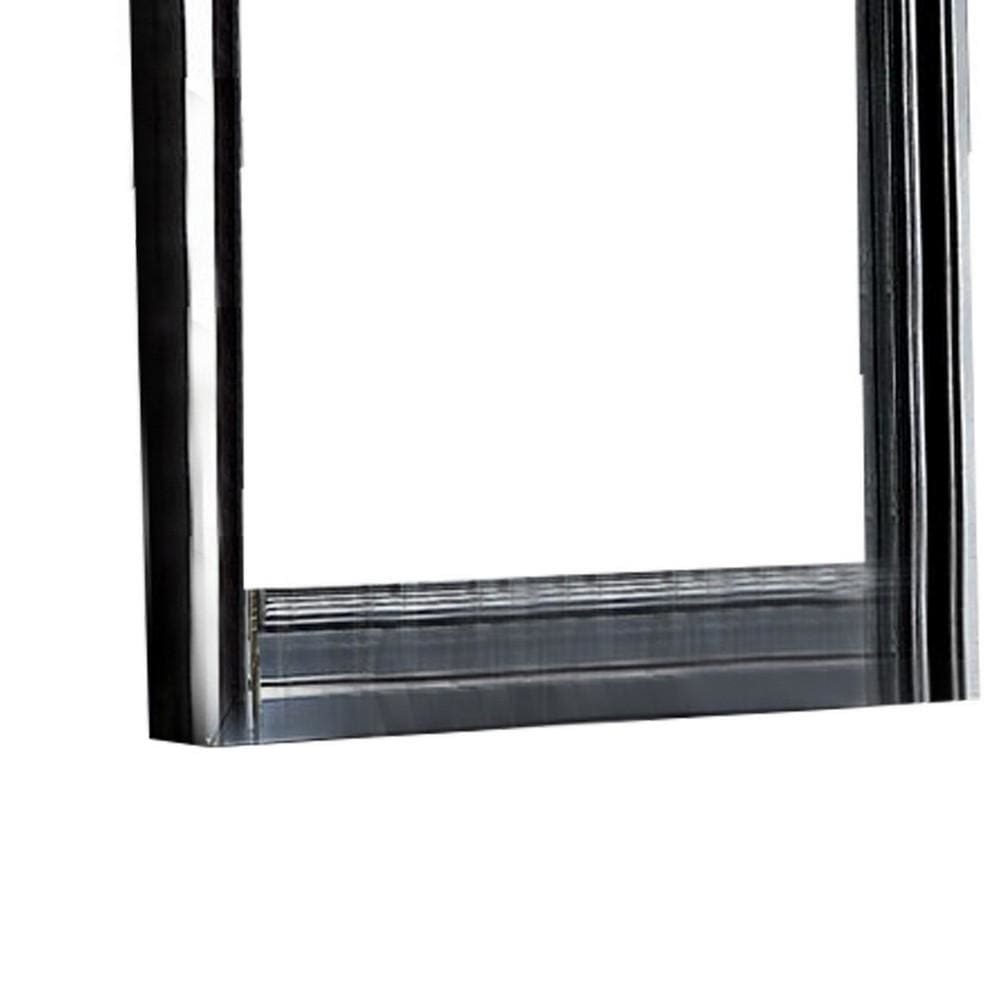 42 Wooden Frame Dresser Mirror with Curved Top Black By Casagear Home BM219846