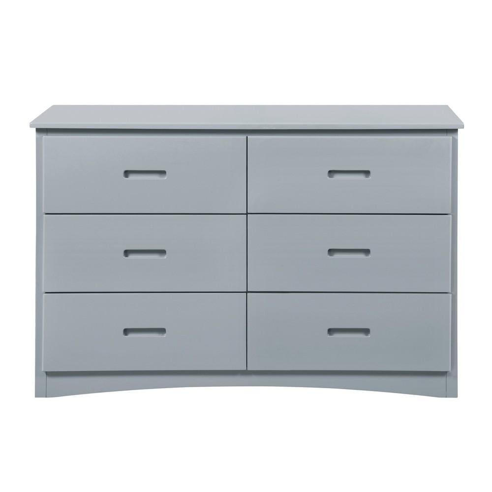 32" Wooden Dresser with 6 Drawers and Recessed Handles, Gray By Casagear Home