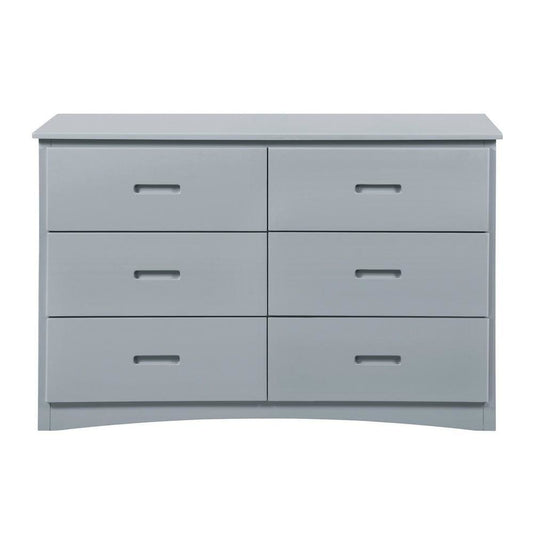 32" Wooden Dresser with 6 Drawers and Recessed Handles, Gray By Casagear Home
