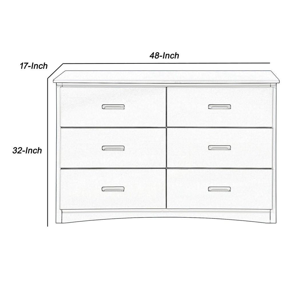 32 Wooden Dresser with 6 Drawers and Recessed Handles Gray By Casagear Home BM219868