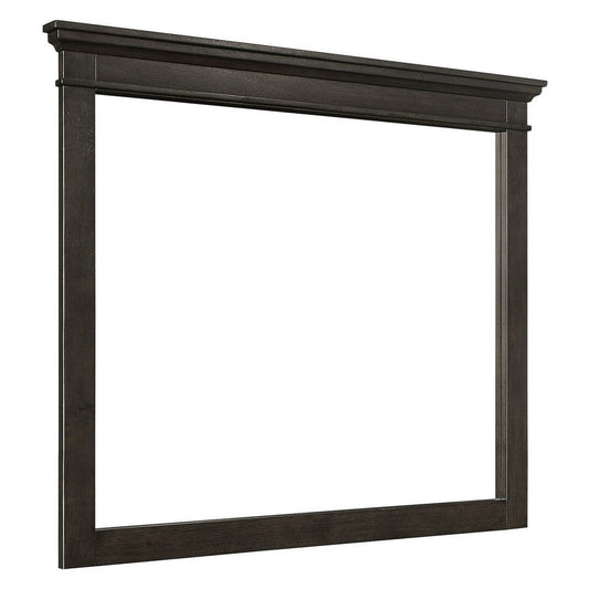 35 x 42 Inch Rectangular Wood Frame Dresser Mirror, Molded, Charcoal Gray By Casagear Home