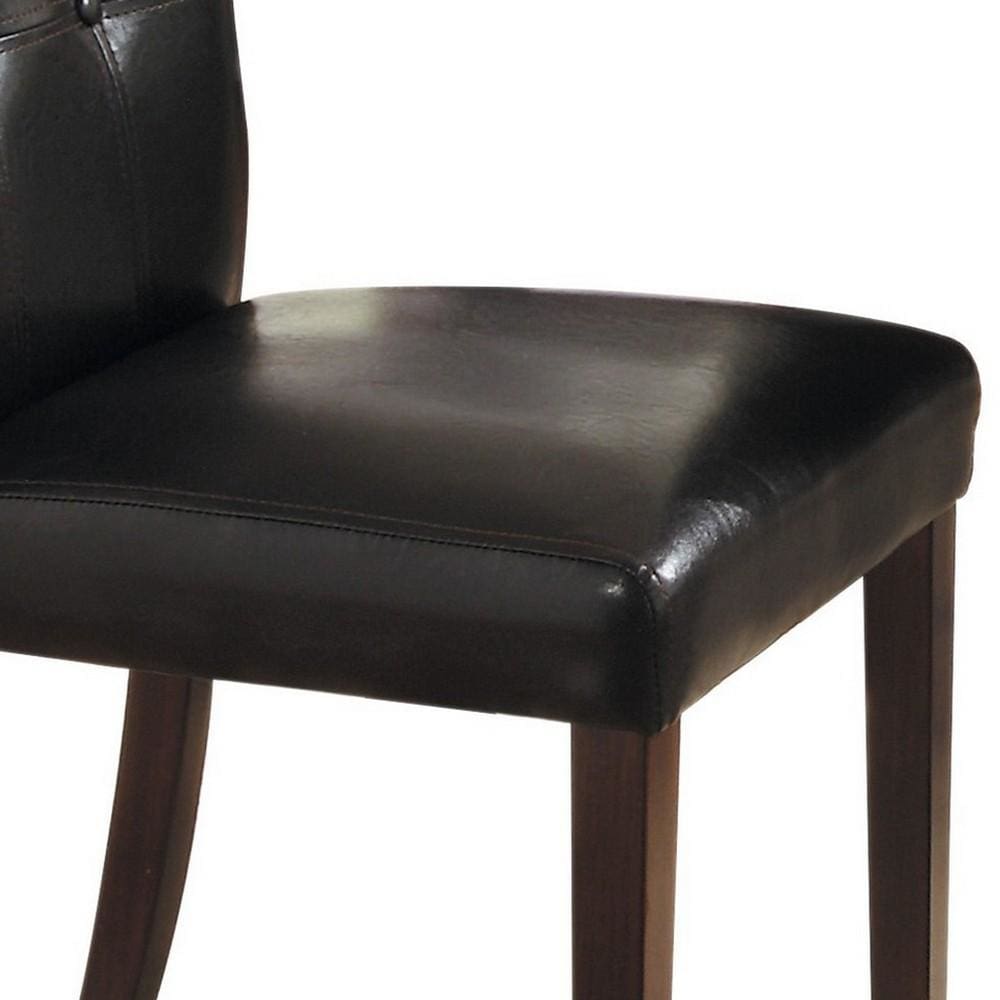 19 Leatherette Upholstered Tufted Side Chair,Set of 2,Brown By Casagear Home BM219902