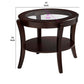 24 Oval Top Wooden End Table with Glass Insert Espresso By Casagear Home BM219904